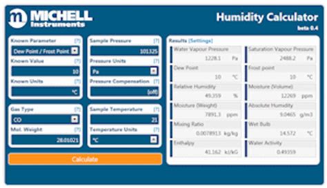 michell instruments humidity calculator|michell dew point software.